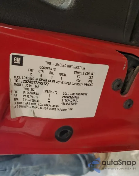 2001 Chevrolet Cavalier Base from USA, damaged, VIN 1G1JC524217295127